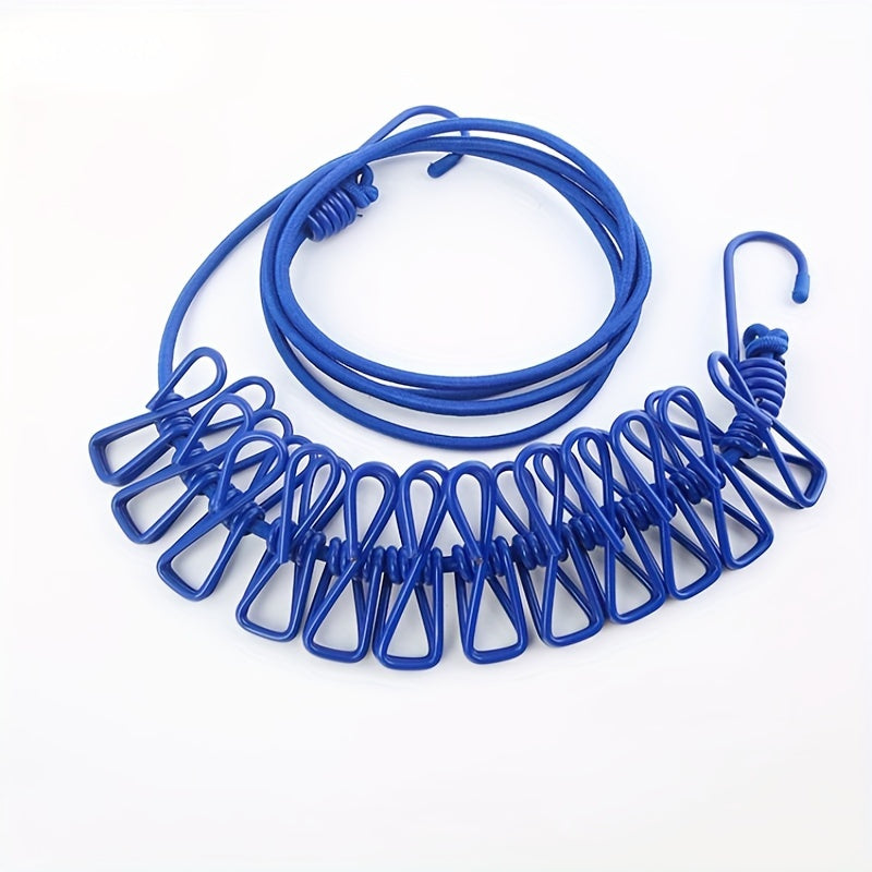 12 ta klipli portativ sayohat va ochiq havoda foydalanish uchun mo'ljallangan kiyim quruq chiziq, tortiladigan dizayn, metalldan yasalgan shamolga chidamli kir yuvish ipi. Kamping va uyda foydalanish uchun ideal.