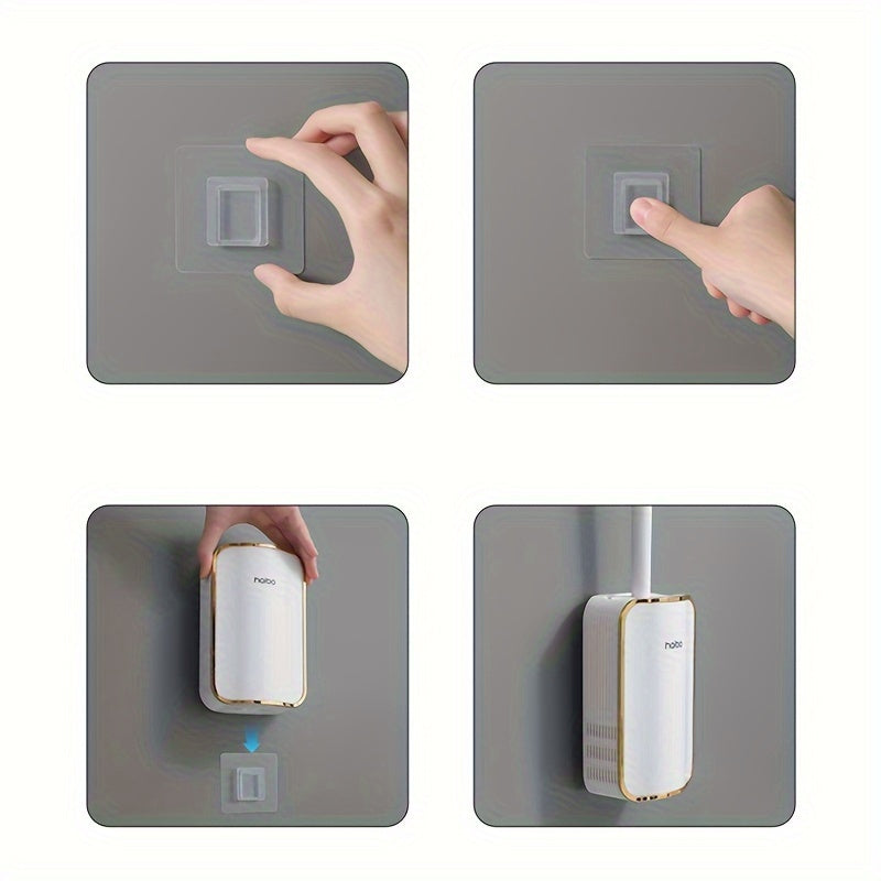 Toilet Brush Set with Extended Handle Wall Mount ABS PP TPR Durable Material