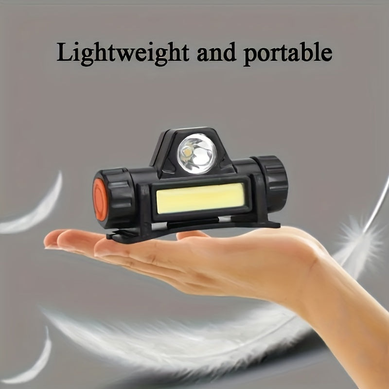 Rechargeable Dual Light Source Headlamp with USB Fast Charging and Magnetic Absorption