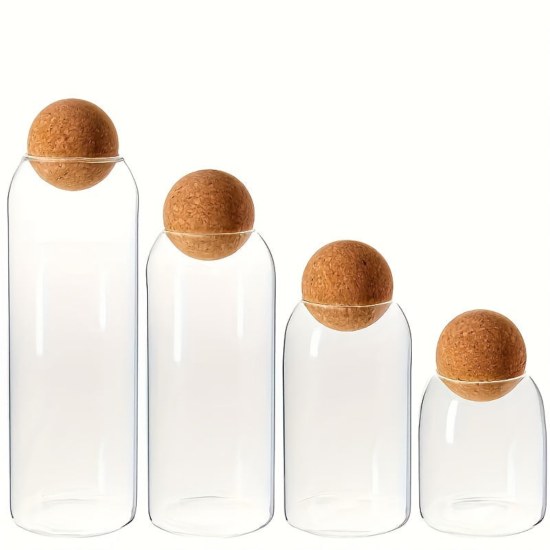 Glass Kitchen Storage Jars with Cork Lids for Coffee Tea Spices