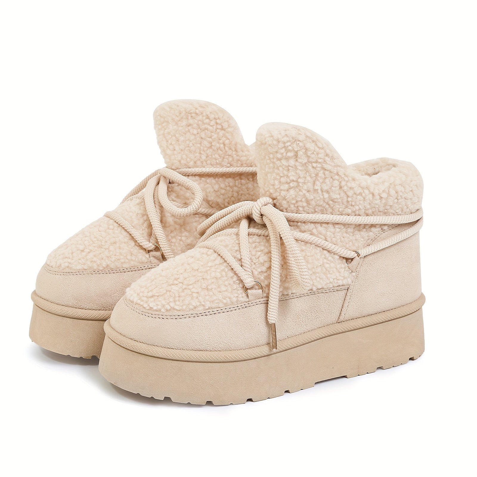 Women Snow Boots Winter Warm Slip-On Round Toe Fabric PVC Sole