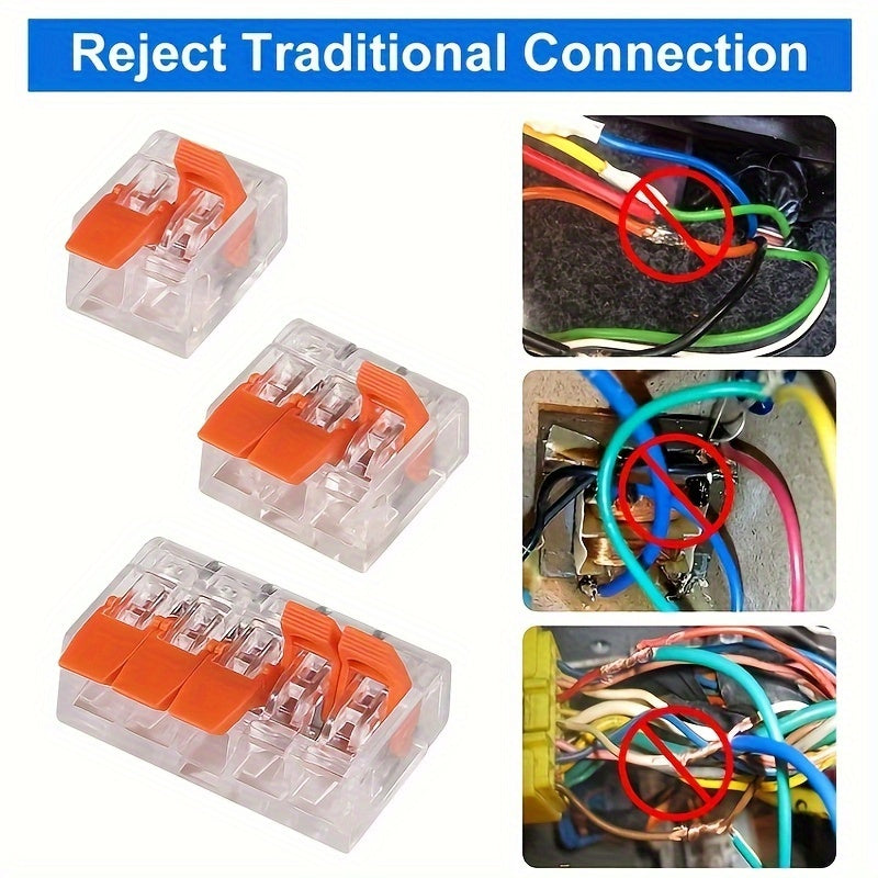 30pcs Transparent Wire Connectors Kit Quick Connect Lever Nut Reusable Electrical Terms