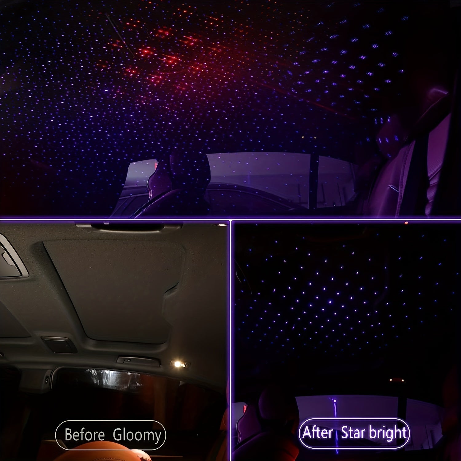 Night Light Projector for Car Roof Interior Adjustable USB-Powered Romantic Ceiling Bedroom