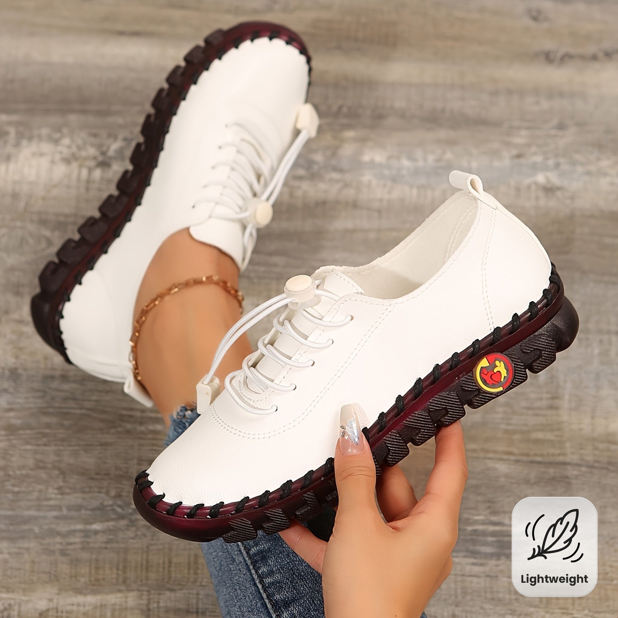 Women's Retro Stitched PU Cover Sneakers Casual Shoes Black Red Heart