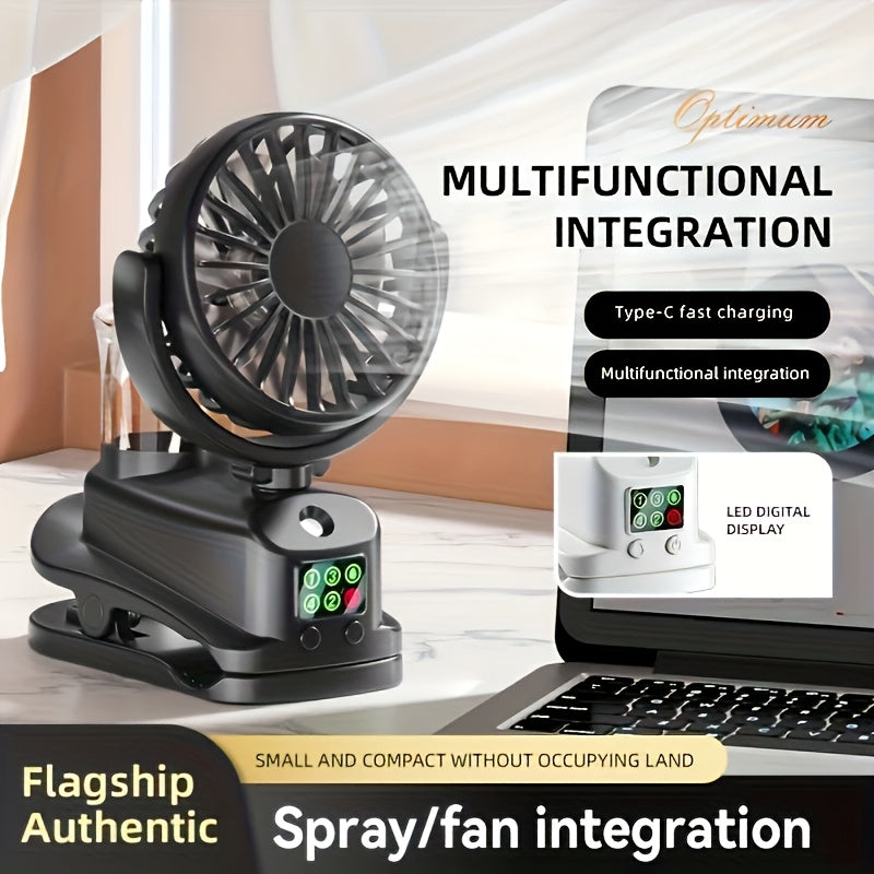 Portable USB Fan and Humidifier Combo with Mist Function, Adjustable Speeds and Moisture Levels