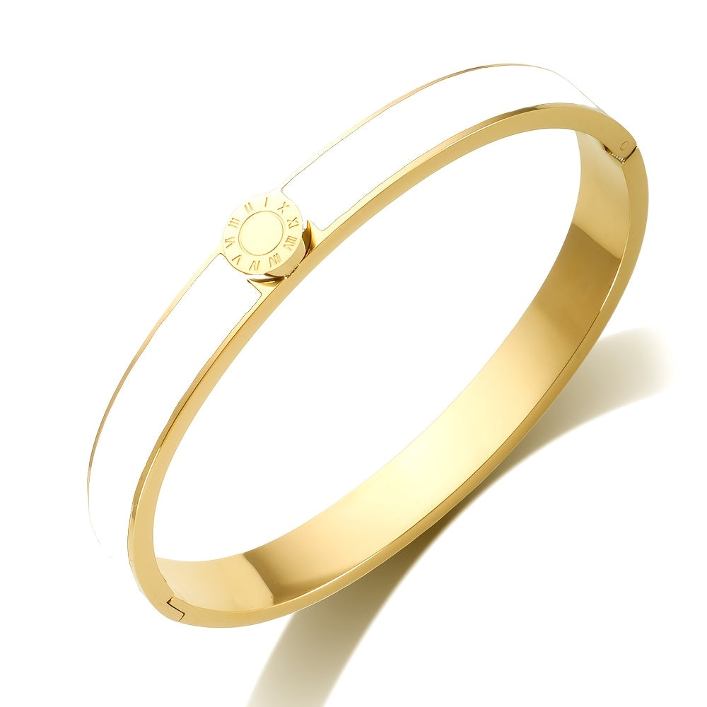 Stainless Steel Roman Numeral Bracelet Unisex Adjustable Cuff Jewelry