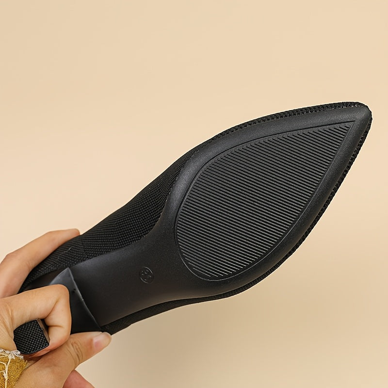 Women's Solid Color Breathable Fabric Ankle Boots Pointed Toe Stilettos