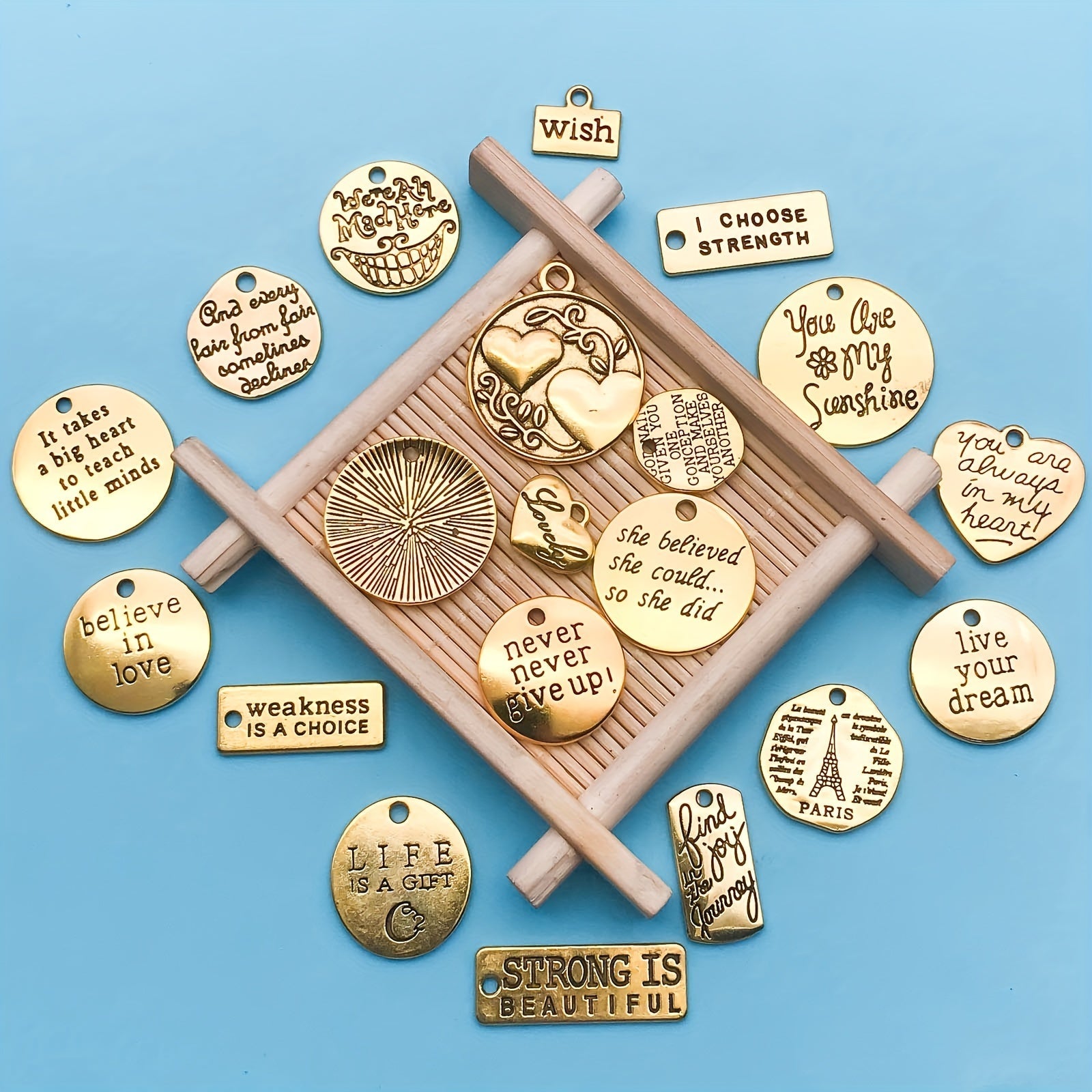 Jewelry Making Supplies 21-Piece Zinc Alloy Charm Set for DIY Necklace Bracelet Earrings