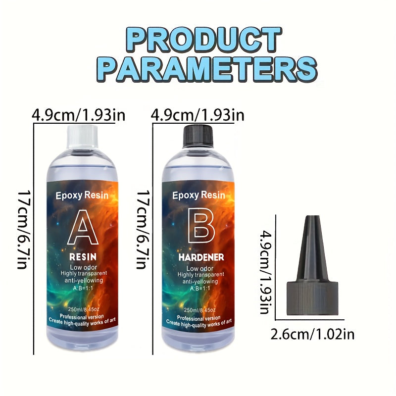 500ml Clear Epoxy Resin Kit for Art Crafts Jewelry Wood Casting Waterproof Non-Yellowing