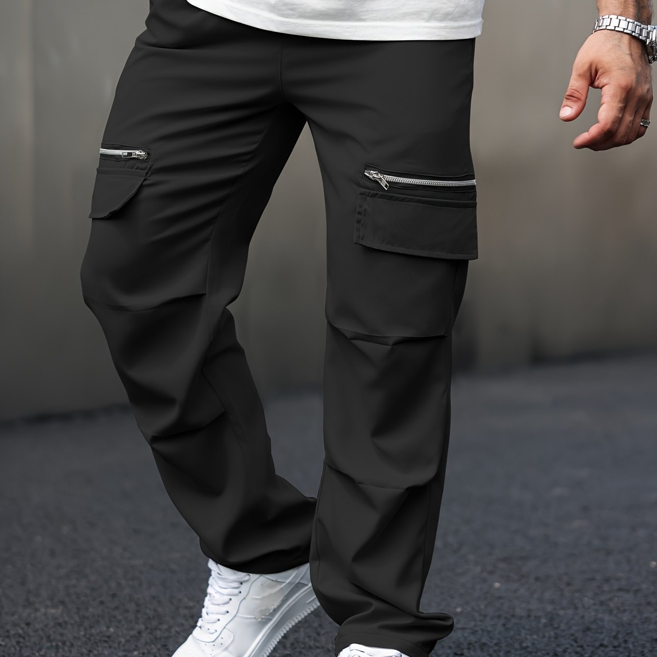 Men's Cargo Pants Regular Fit Solid Polyester Street Style All-Season