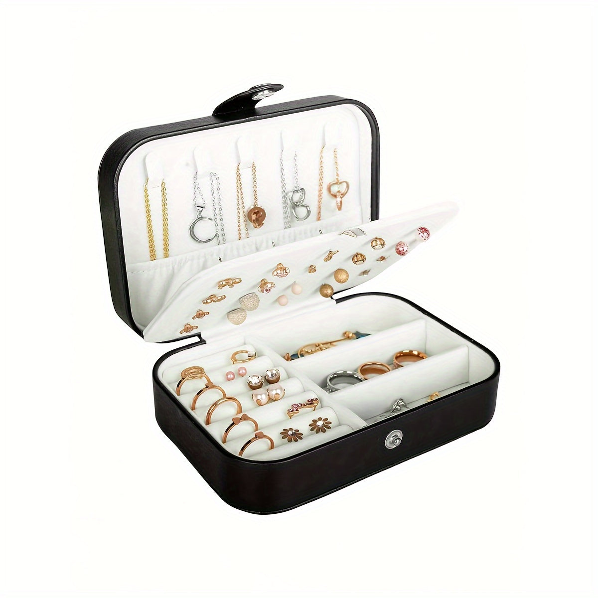Travel Jewelry Organizer Box with Removable Dividers for Rings Earrings Bracelets Plastic