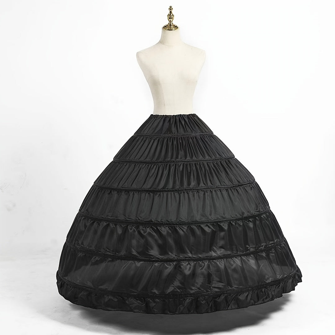 Black Bridal Petticoat with 6 Hoops Crinoline for Wedding Dresses and A-line Skirts