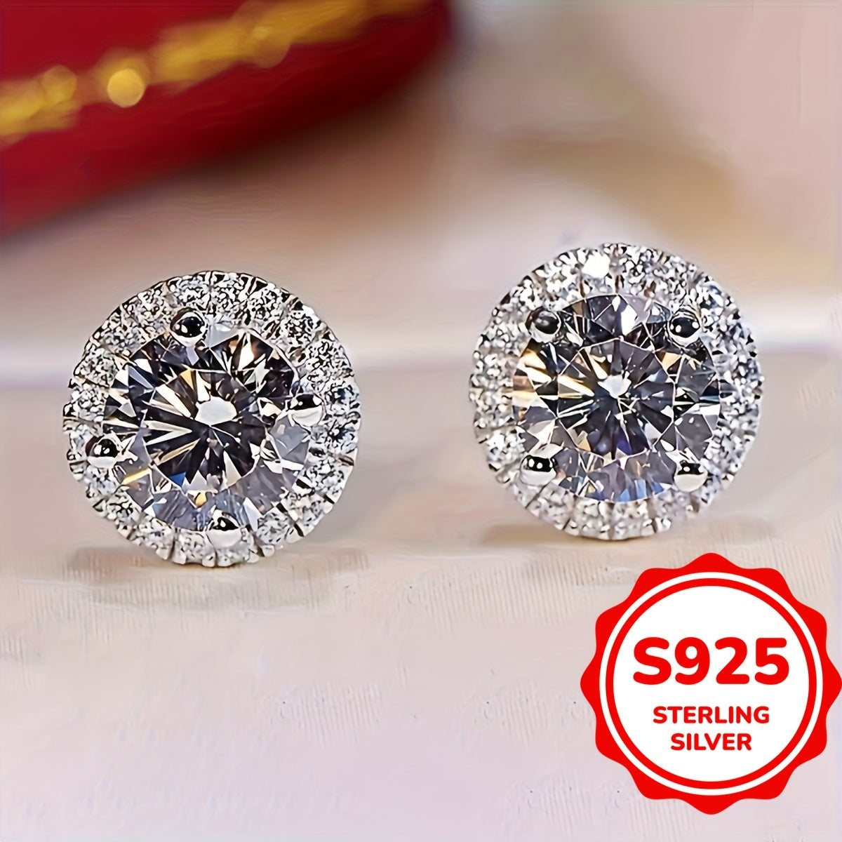 Sterling Silver Stud Earrings Cubic Zirconia for Women Gift