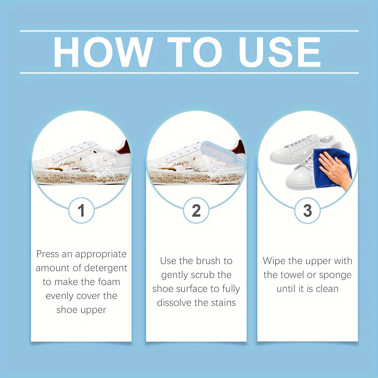 White Shoe Cleaner Foam for PU Leather Canvas and Athletic Shoes