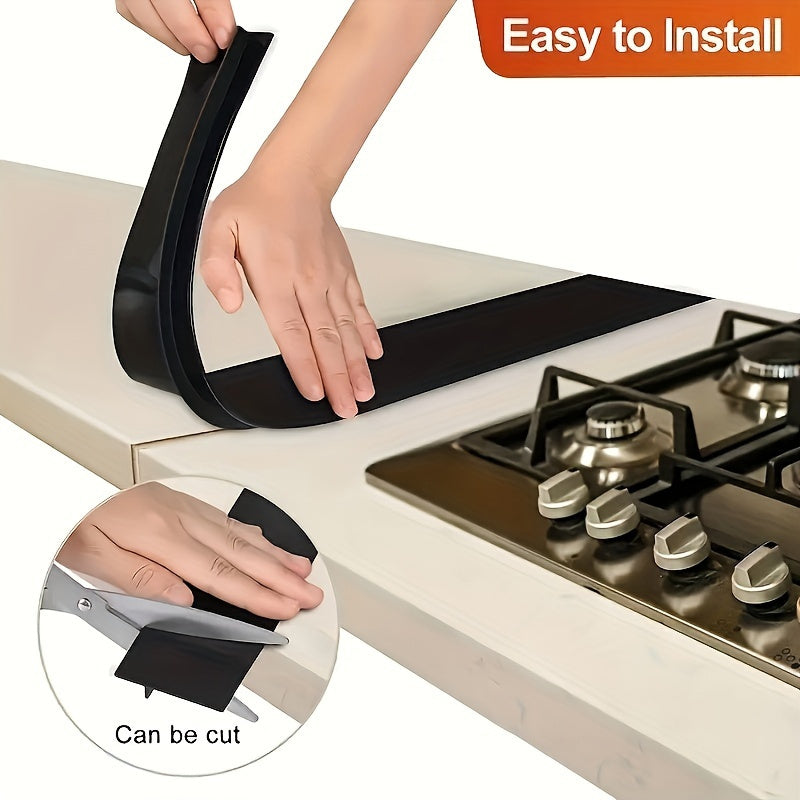 Black Silicone Stove Counter Gap Cover Strip 21-Inch Heat-Resistant Oil-Proof