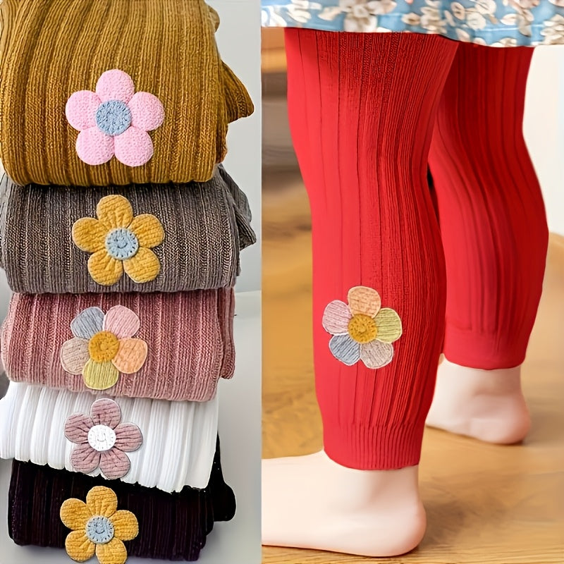 Girls Floret Pantyhose Toddler Solid Knitted Leggings Spring Fall