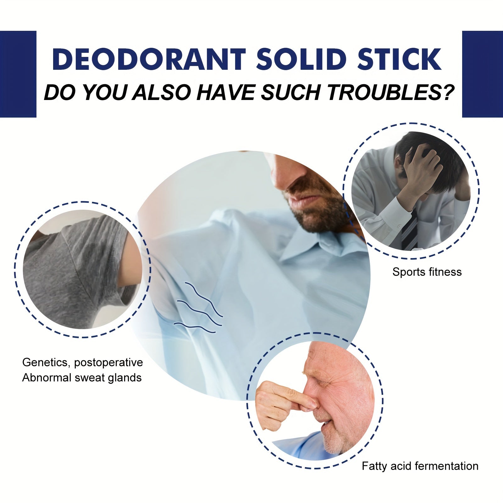 Men's Solid Deodorant Stick 72-Hour Odor Protection Long-Lasting Fragrance