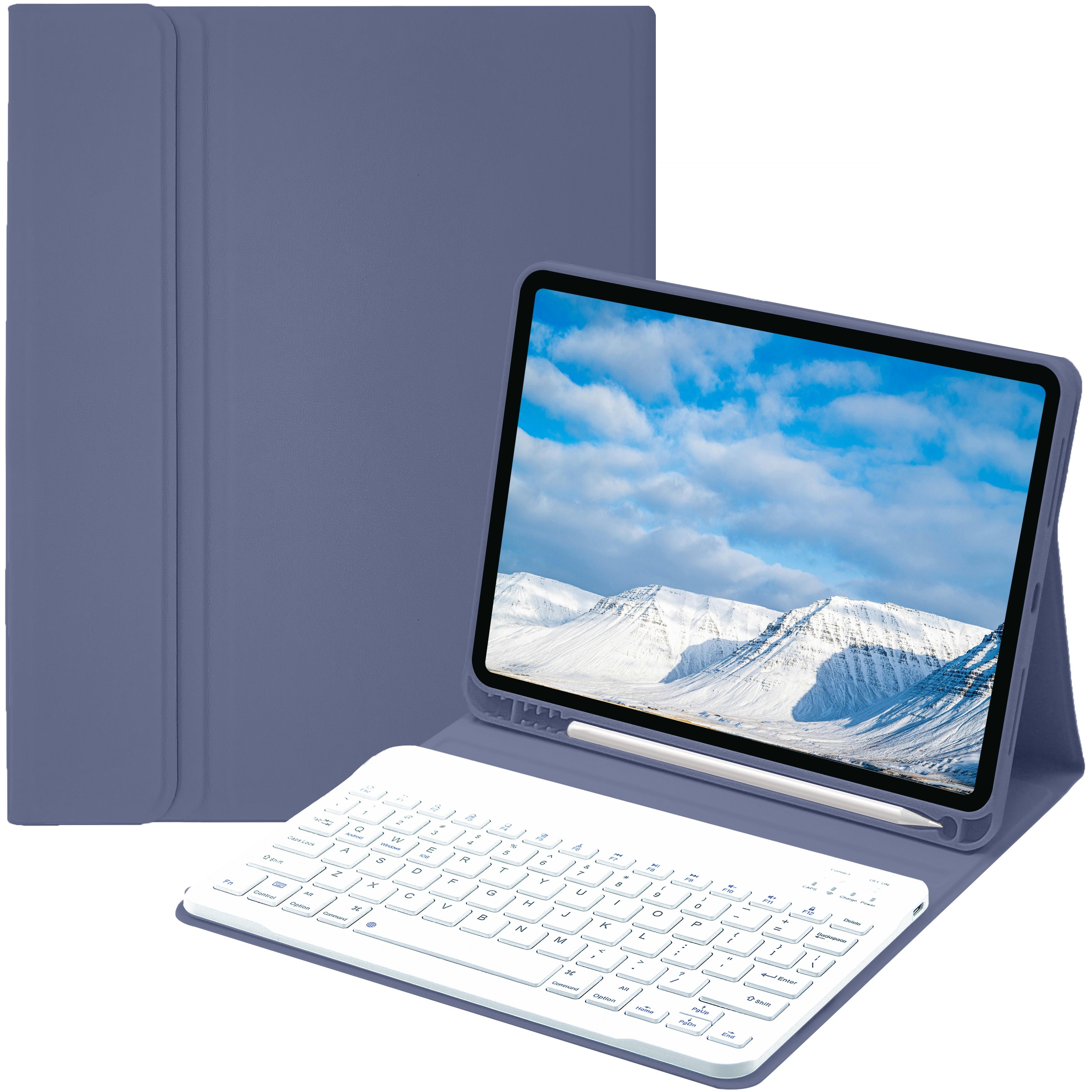 Funda con teclado para iPad Air 1-5, 5ª-10ª generación, Pro 11/12.9 pulgadas con teclado inalámbrico desmontable y soporte para lápiz