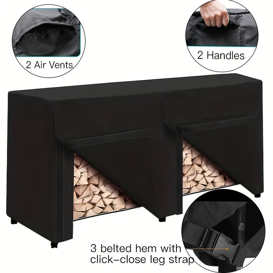 Heavy-Duty Outdoor Firewood Rack Cover Waterproof Weather-Resistant Fits 4ft & 8ft Log Racks