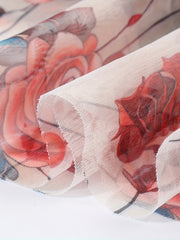 Plus Size Women's Floral Tulle Overlay A-Line Maxi Skirt Black White Elegant