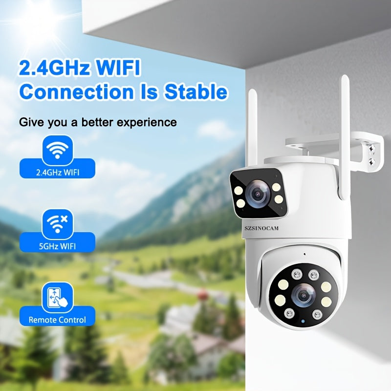 Outdoor WiFi Security Camera with Dual Lens AI Human Tracking Night Vision and Pan Tilt