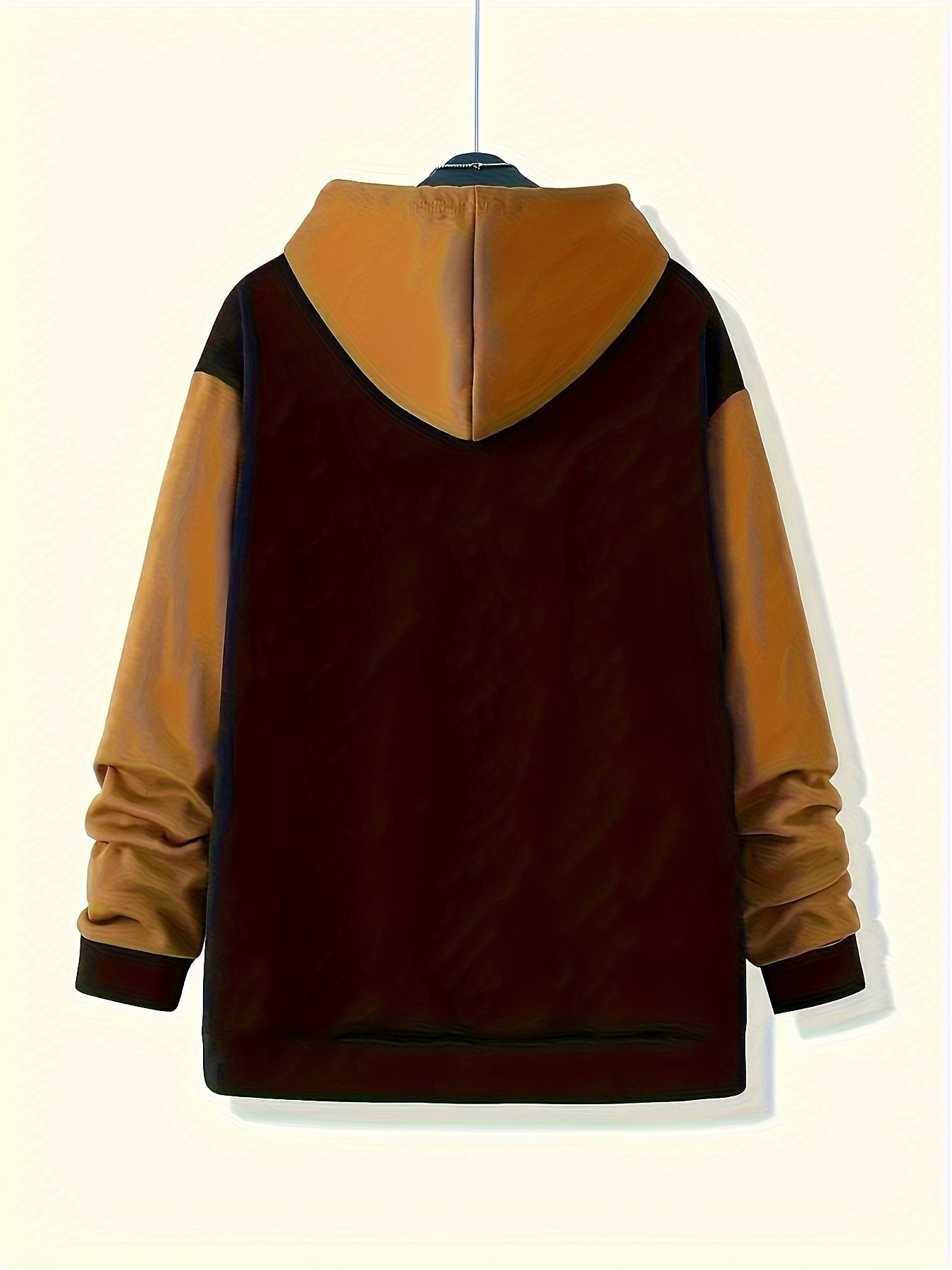 Erkaklar uchun plussiz rangli blokli kapüşonli kurtka - zamonaviy va qulay polyester fermuarlı, cho'ntakli, tasodifiy kapüşonli sviter, mashinada yuvish mumkin.