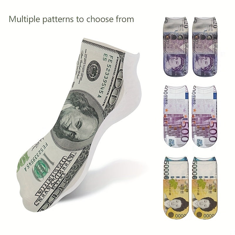 Men's Novelty Currency Pattern Socks Polyester Geometric Fun Gift