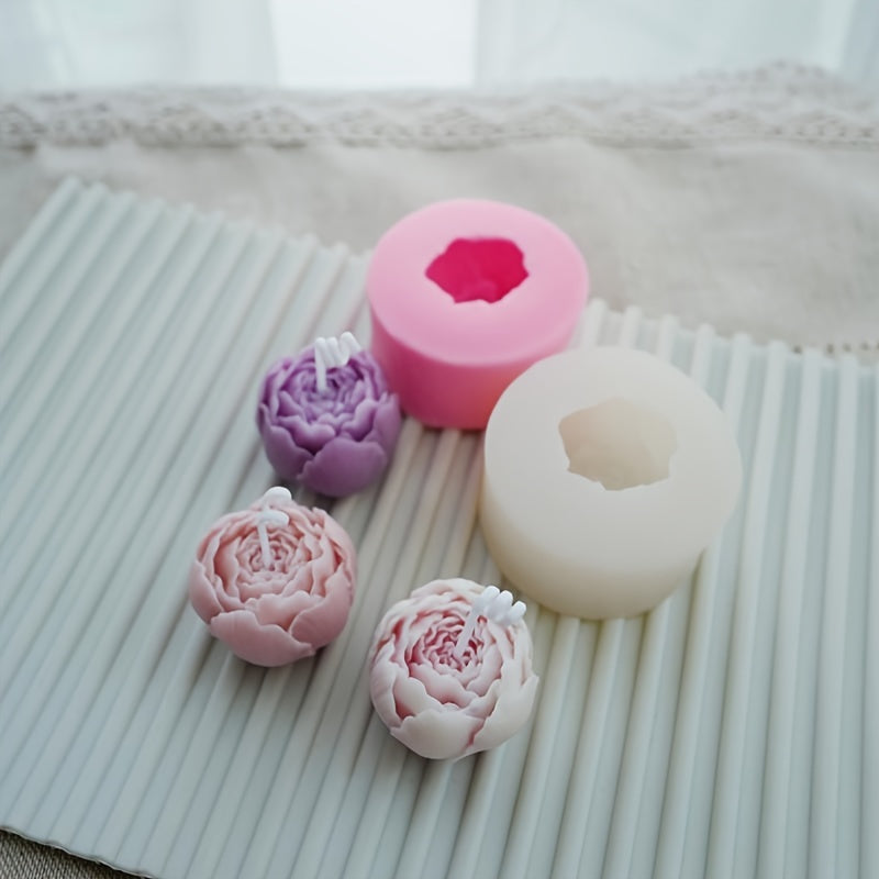 1 dona Gul Silikon Qayta tayyorlash uchun Shokolad, Mousse, Muzqaymoq va Sham yasash - Atirgul va Pion Dizaynlari Qizil va Binafsha ranglarda