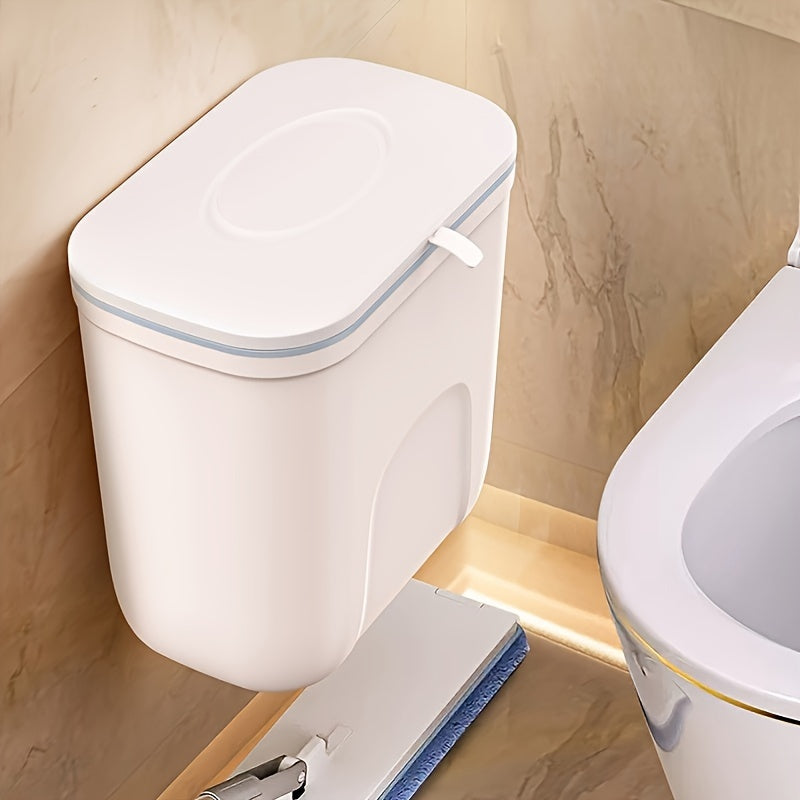 Hanging Trash Can with Lid for Bathroom Toilet and Diapers Plastic Waste Bin