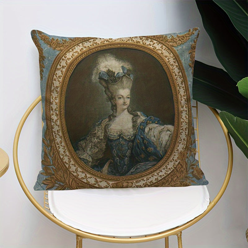 Funda de cojín decorativa con retrato de Marie Antoinette, poliéster, 45.72x45.72 cm