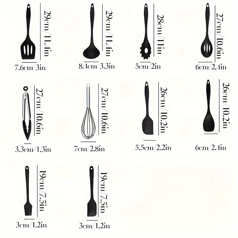 Set of 20 Non-Stick Silicone Kitchen Utensils Cooking Tools with Turner, Spoon, Whisk