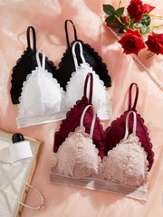 Women’s Lace Push-Up Bras Pack of 4 with Chest Pads and Comfortable Fit