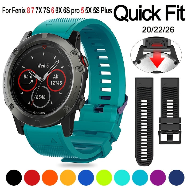 Silicone Watch Band 20mm 22mm Quick Release for Garmin Fenix and Forerunner