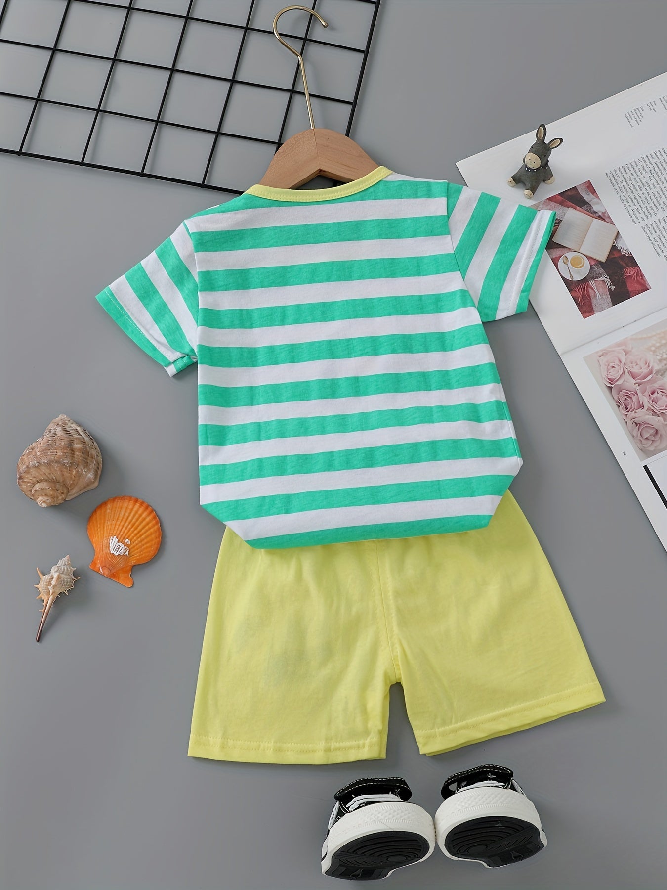 Kids Boys 4-Piece Casual Animal Print Outfit Set Cotton Summer T-Shirt Shorts