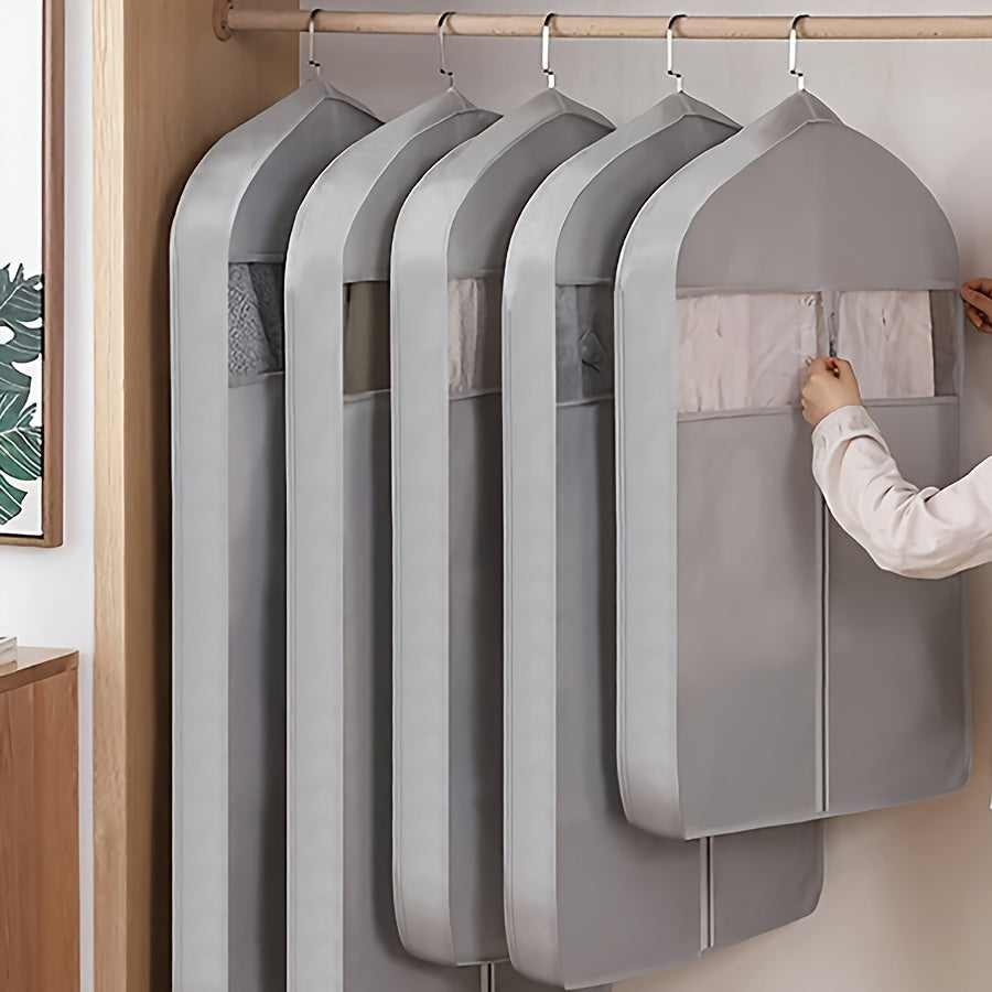 3D Dustproof Garment Cover with Zipper for Suits Dresses Coats Wardrobe Organizer