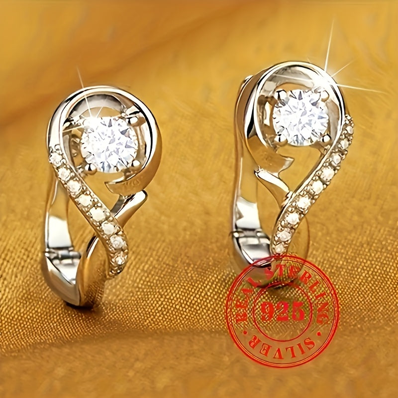 925 Silver Hoop Earrings with Zirconia Hypoallergenic for Weddings Parties and Daily Wear