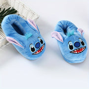 Unisex Plush Corduroy Slippers Warm Indoor Footwear Blue Cartoon