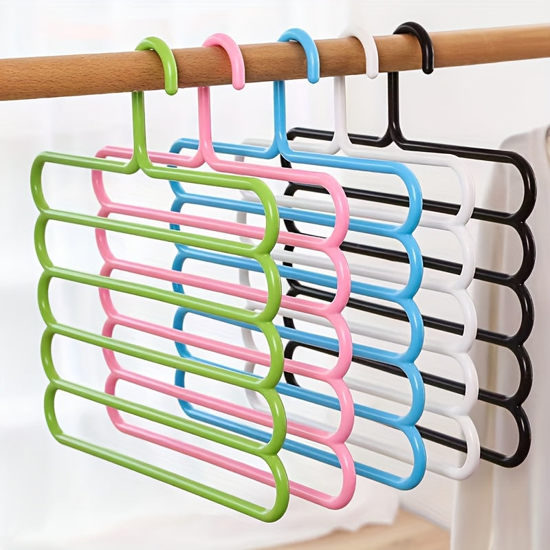 Multi-Functional White Plastic 5-Tier Clothes Hanger for Pants Skirts and Scarves