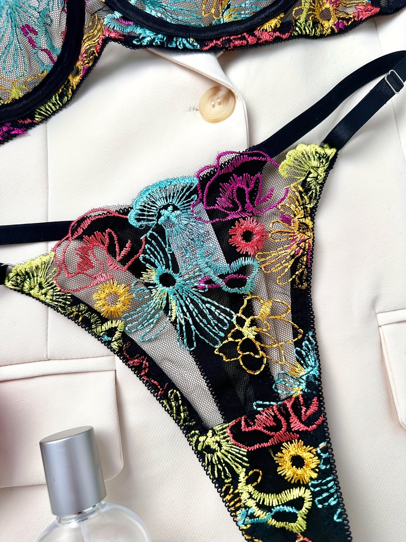 Women's Embroidered Lingerie Set with Bra and Panty