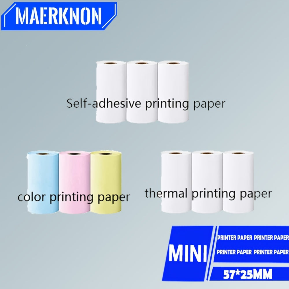 Self-Adhesive Mini Thermal Paper Rolls 57mm x 25mm for Portable Printers Labels and Stickers