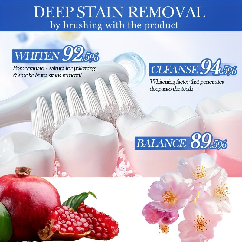 Whitening Toothpaste for Adults Floral Pomegranate Sakura Fresh Breath Fluoride-Free