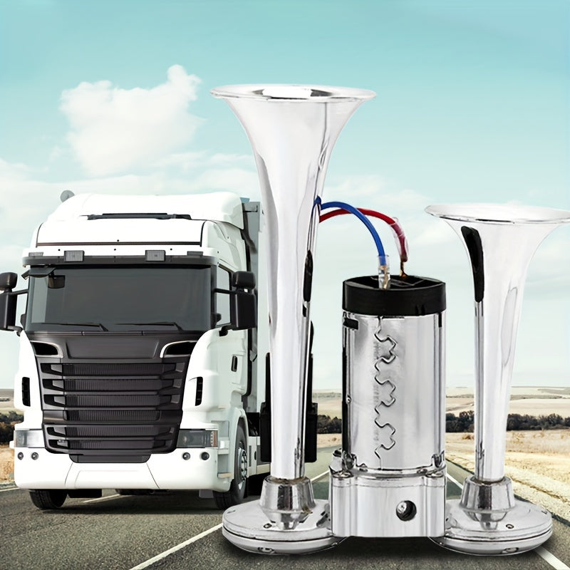 Universal Dual Air Horn System for 12V Vehicles with Compressor