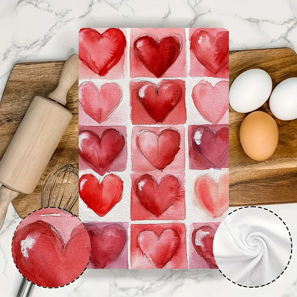 Valentine's Day Tic-Tac-Toe dizayni bilan 2 ta Ultra-Soft oshxona sochiq to'plami 40x60 sm