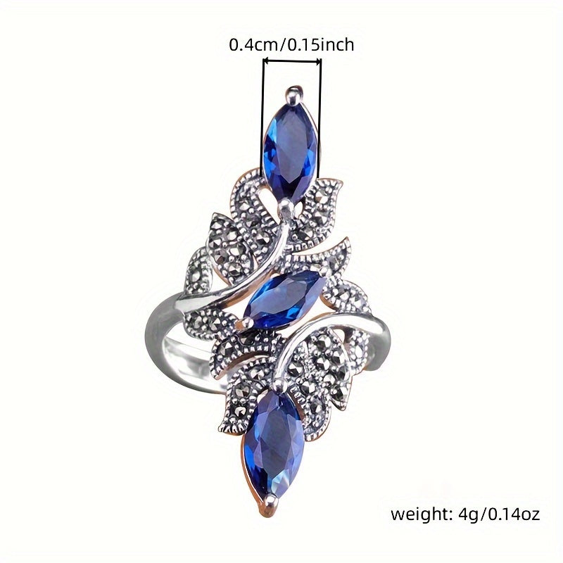 Women’s Blue Zirconia Silver-Plated Ring for Engagement and Everyday Wear