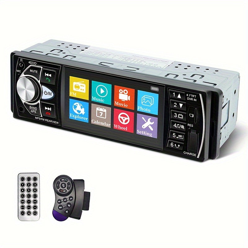Reproductor multimedia portátil para coche con pantalla HD de 4 pulgadas, soporta 14 idiomas, USB, AUX, FM, control remoto