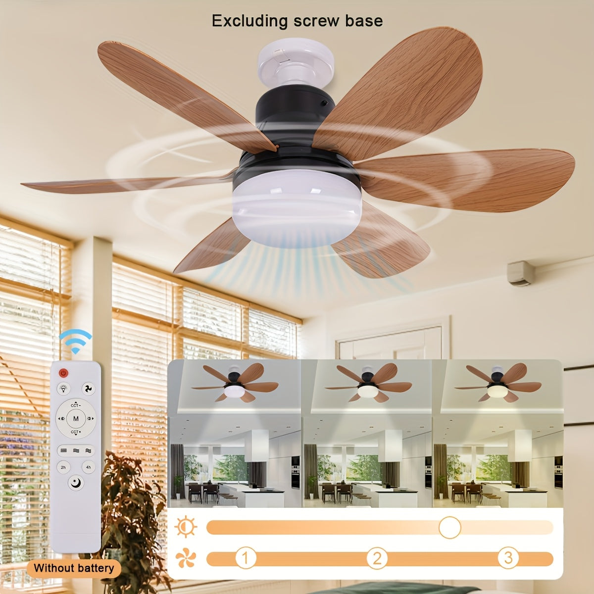 1pc Upgraded Socket Fan Light with Remote Control E26 E27 Adjustable Lighting Wind Speed 3 Levels