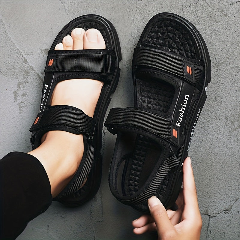 Erkaklar uchun alfavit naqshli tasodifiy sandallar, mato ustki qismi, tashqi plyaj kiyimlari uchun sirpanishga qarshi bog'ich.