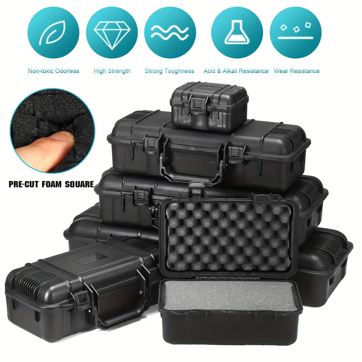 Black Hard Shell Suitcase with 6 Sizes Shockproof Wear-Resistant Travel Storage Case