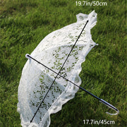 White Lace Embroidered Floral Bridal Umbrella for Weddings and Parties