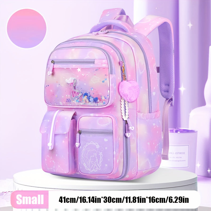 Kids' Water-Resistant Oxford School Backpack with Zipper and Adjustable Strap